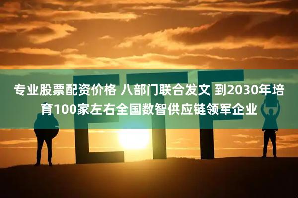 专业股票配资价格 八部门联合发文 到2030年培育100家左右全国数智供应链领军企业